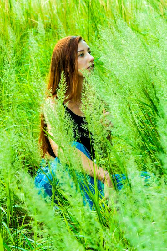 In het groen